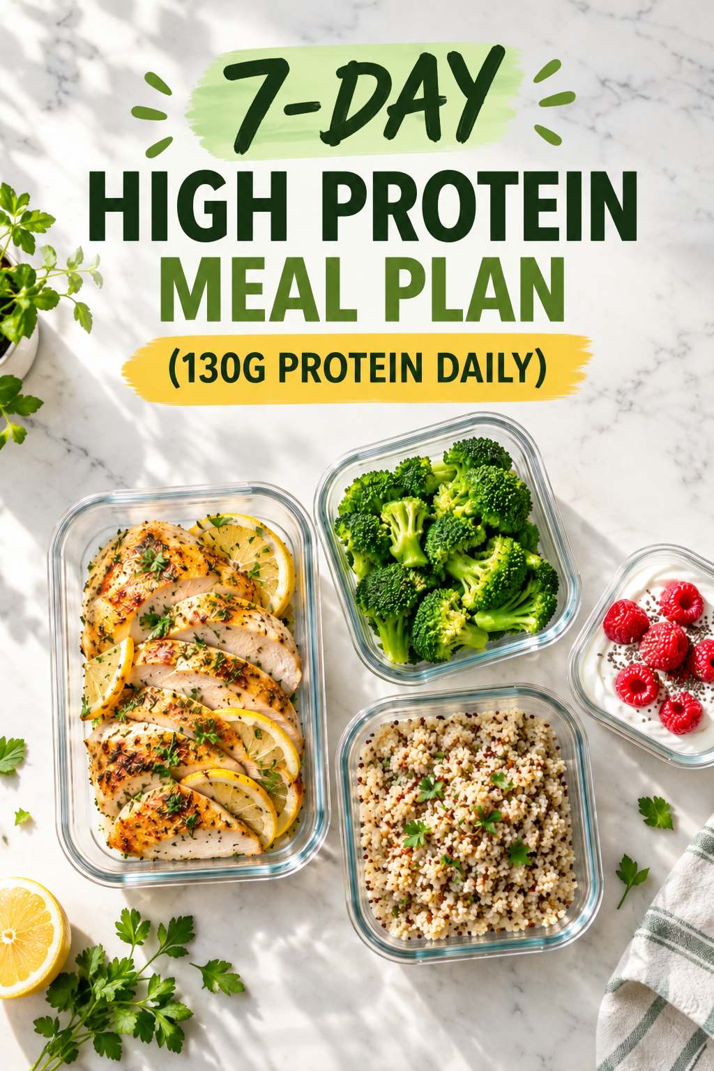7-Day High Protein Meal Plan for Weight Loss Printable Menu