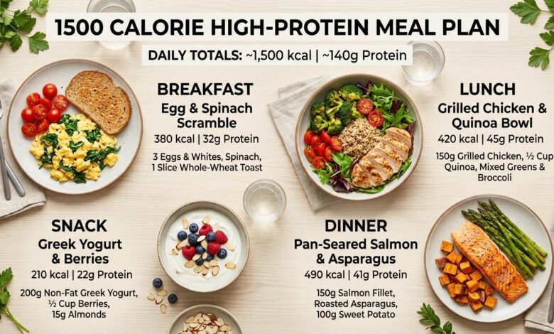 1500 calorie meal plan high protein PDF